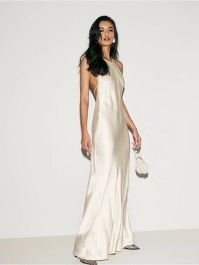 Reformation - Satin Halter Slip Gown in Ivory